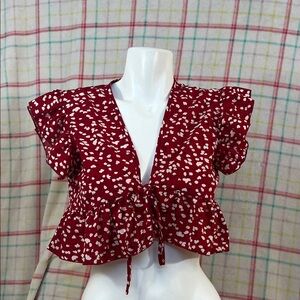 SHEIN Burgundy Floral Blouse